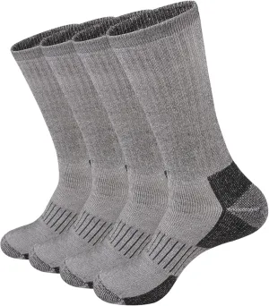 ECOEY Men's Merino Wool Cushioned Hiking Trekking Crew Socks 4 Pairs, Middle Calf Length with Moisture Wicking