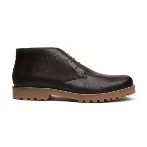 Handmade Custom Calf Leather Chocolate Brown Dress Chukka Boots For Men